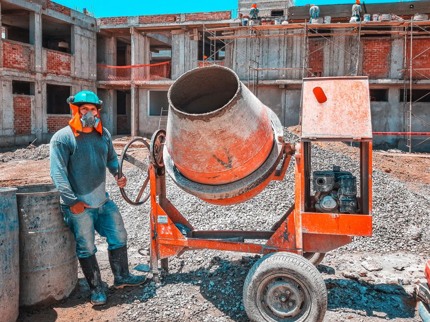 Construction site with a building under way