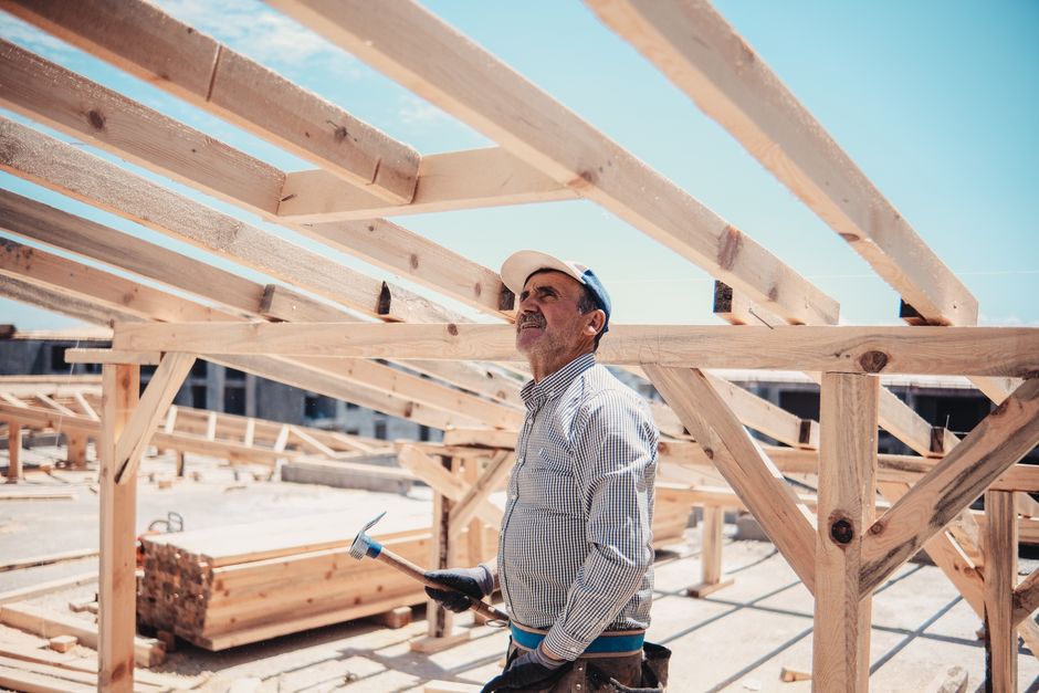 Construction worker on a roof